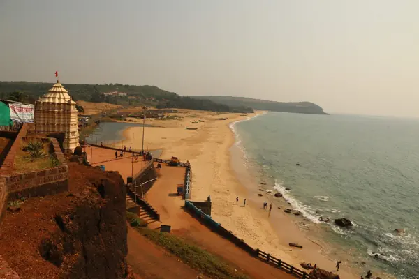Kunkeshwar temple on the headland above the beach